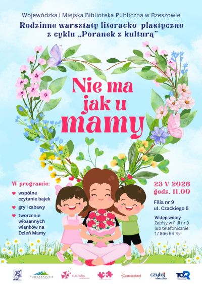 Grafika promująca spotkanie dla dzieci Nie ma jak u mamy